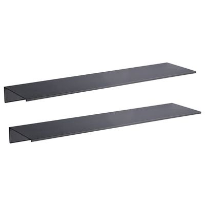 NABEIM Floating Shelves Wall Mounted Set of 2, Metal Wall Shelf,Matte Floating Shelves Wall Mount,Modern Decorative Shelving for Bedroom, Bathroom Living Room (Color : Black, Size : 24inch)