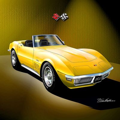 1971 Corvette Convertible | Fine Art Prints By Danny Whitfield (24in x 36in, SUNFLOWER YELLOW)