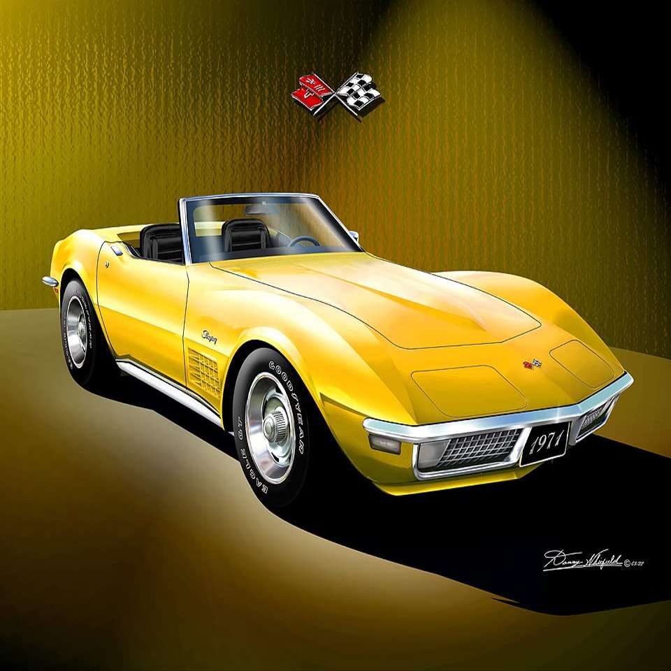 1971 Corvette Convertible | Fine Art Prints By Danny Whitfield (24in x 36in, SUNFLOWER YELLOW)