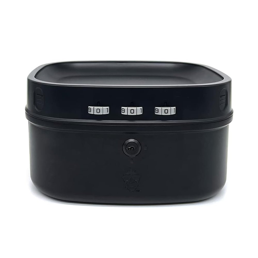 Stash Monkey Lockable Storage Box Airtight Organizer with Tray and Rack Portable Lock Box for Home, Travel, Office, Car, Dorm Secure Storage for Valuables and Personal Items