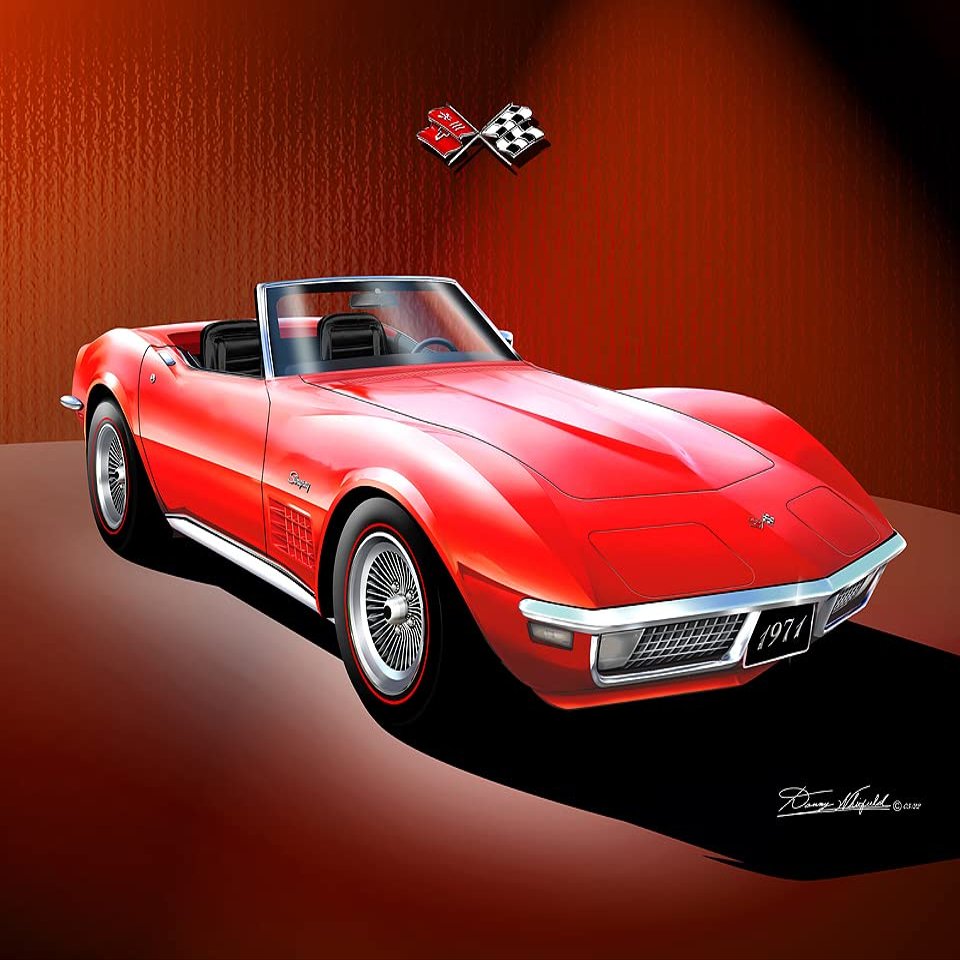 1971 Corvette Convertible | Fine Art Prints By Danny Whitfield (20in x 24in, MONZA RED)