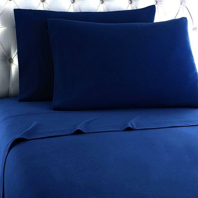 Empire Home Flannel Sheet Set - 100% Cotton - Fitted + Flat + Pillow Cases Deep Pocket (Queen, Navy)
