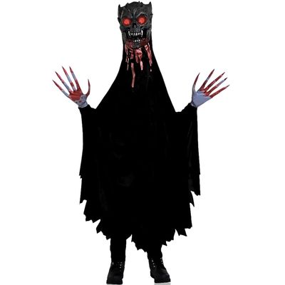 Illusion Robed Ghoul Costume - Extra Large (14-16) - Black/Grey/Red Premium Polyester, Uniquely Creepy & Perfect for Halloween - 1 Pc.
