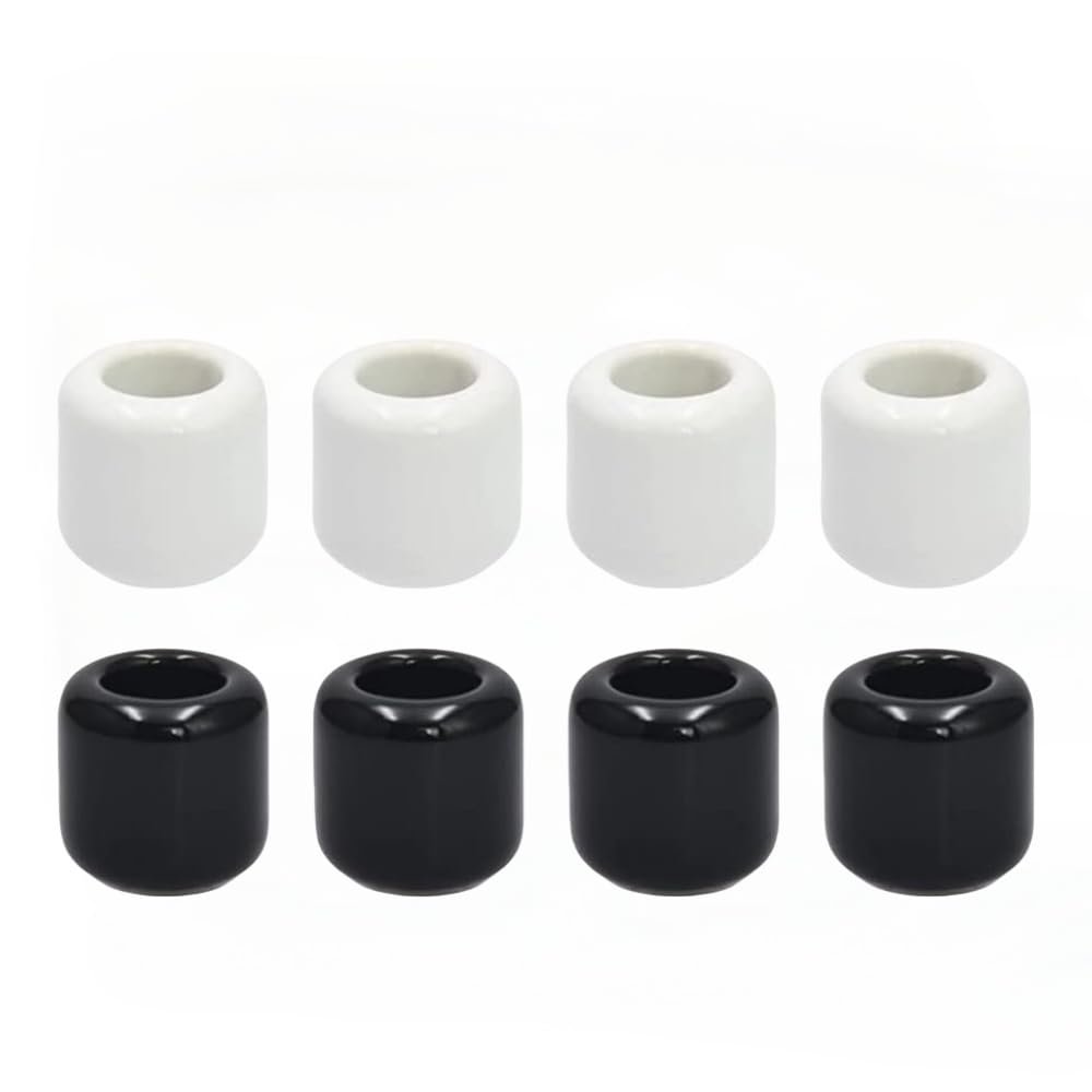 Ceramic Chime Candle Set - 0.7 Inch Diameter, Home Small Candle Holders for Casting Chimes, Rituals, Spells, Vigil, Wiccan Supplies & More (8 Pcs, Black, White)