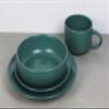 10 Strawberry Street Wazee Matte Coupe Dinnerware Set, 16 pc, Emerald Green view 3