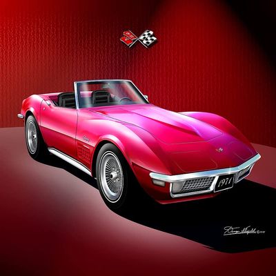 1971 Corvette Convertible | Fine Art Prints By Danny Whitfield (24in x 36in, SPRING ROSE)