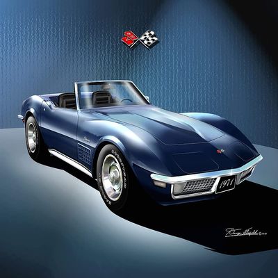 1971 Corvette Convertible | Fine Art Prints By Danny Whitfield (20in x 24in, BRYAR BLUE)