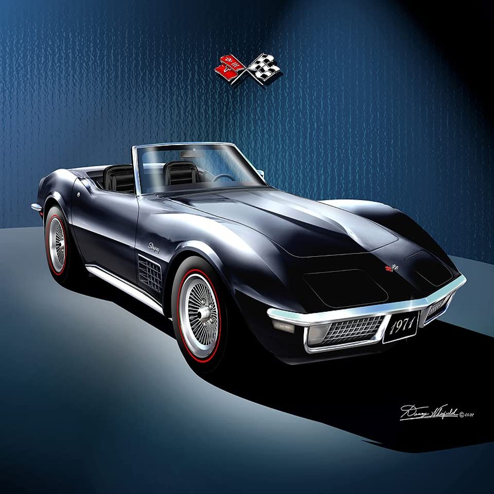 1971 Corvette Convertible | Fine Art Prints By Danny Whitfield (20in x 24in, BLACK)