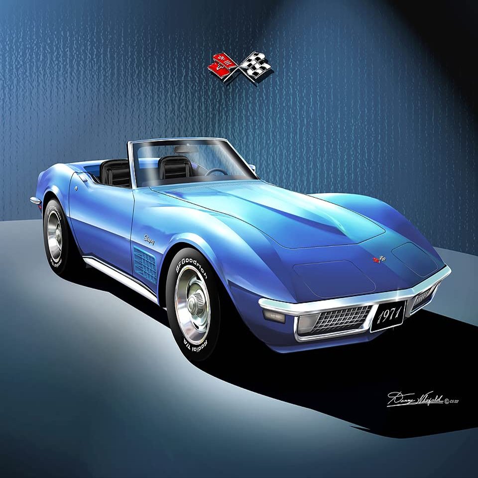 1971 Corvette Convertible | Fine Art Prints By Danny Whitfield (20in x 24in, MEDITERRANEAN BLUE)