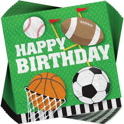 All Star "Happy Birthday" Luncheon Napkins, 6.5" (16-Pack) - Durable & Colorful Napkins, Perfect for Sports-Themed Events & Celebrations