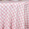 1 Pcs Rose Quartz Pink White Buffalo Plaid 108" Round Polyester Tablecloth Linens view 3