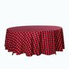 1 Pcs Black Red Buffalo Plaid 108" Round Polyester Tablecloth Checkered Table Linens view 1