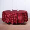 1 Pcs Black Red Buffalo Plaid 108" Round Polyester Tablecloth Checkered Table Linens view 3