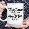 Coffee Mugs Christmas Wishes And Mistletoe Kisses Ceramic Mugs Positive Inspirational Quote Unique Novelty Mug Coffee Lover Birthday Gift Novelty Gift to Friends 15oz Mug with Quote for Husband view 1