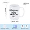 Coffee Mugs Christmas Wishes And Mistletoe Kisses Ceramic Mugs Positive Inspirational Quote Unique Novelty Mug Coffee Lover Birthday Gift Novelty Gift to Friends 15oz Mug with Quote for Husband view 2