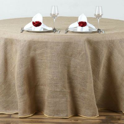 1 Pcs 108" Natural Burlap Round Tablecloth Wedding Party Catering Reception Linens
