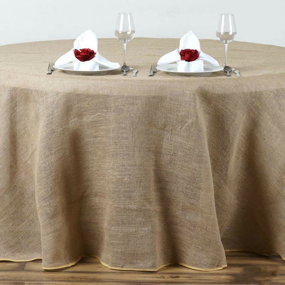 1 Pcs 108" Natural Burlap Round Tablecloth Wedding Party Catering Reception Linens
