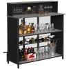 GDLF Home Bar Unit Mini Bar Liquor Cabinet with Storage and Footrest for Home Kitchen Pub (Grey) view 1