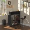 GDLF Home Bar Unit Mini Bar Liquor Cabinet with Storage and Footrest for Home Kitchen Pub (Grey) view 2