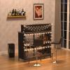 GDLF Home Bar Unit Mini Bar Liquor Cabinet with Storage and Footrest for Home Kitchen Pub (Grey) view 4