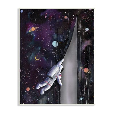 Stupell Industries Astronaut Opening Galaxy Surreal Universe Planets Stars, Design by Rachel Nieman
