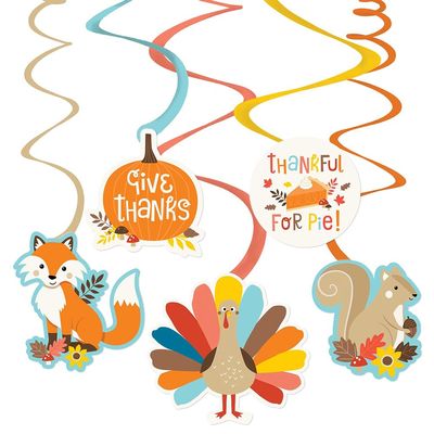 Amscan Happy Turkey Day Party Paper Swirls (Pack of 30) - Easy to Set Up Multicolor Decorations - Ideal for Thanksgiving Day & Festivities