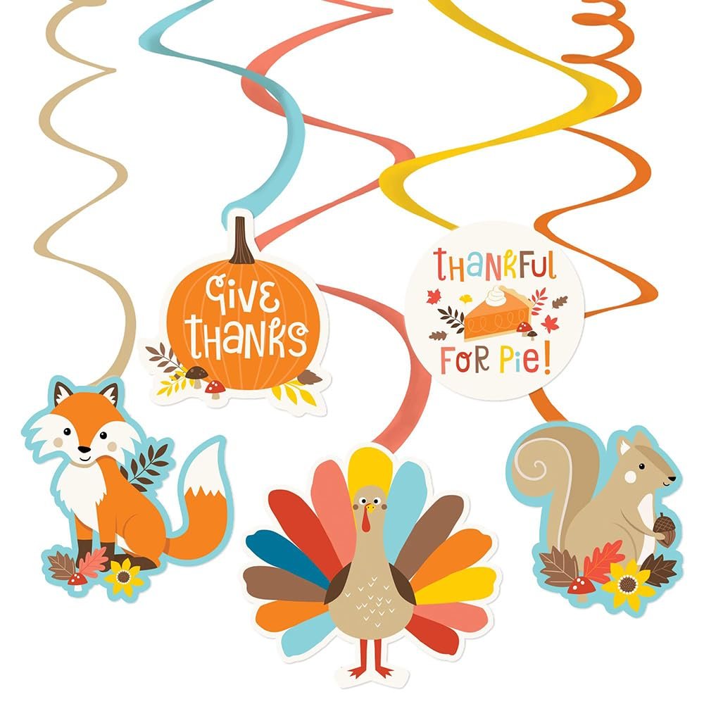 Amscan Happy Turkey Day Party Paper Swirls (Pack of 30) - Easy to Set Up Multicolor Decorations - Ideal for Thanksgiving Day & Festivities