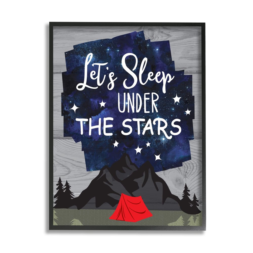 Stupell Industries Sleep Under the Stars Mountain Camping Tent Grain Pattern, Design by Linda Birtel