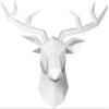 3D Deer Head Statue Elk Wall Mounted Sculpture Antlers Animal Figurine Animal Wall Decor for Gallery Living Room Office Wall Decor - White view 1