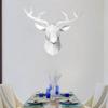 3D Deer Head Statue Elk Wall Mounted Sculpture Antlers Animal Figurine Animal Wall Decor for Gallery Living Room Office Wall Decor - White view 3