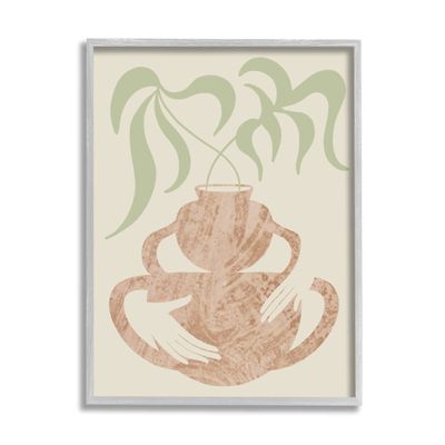 Stupell Industries Botanical Leaves Hands Flower Pot Handles Collage, Design by Lil' Rue