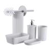 Superio Ribbed Plastic Bathroom Accessories Set, Soap Dish, Dispenser, Holder, Tray (Smoke, Bathroom Accessories (Set of 5)) view 1