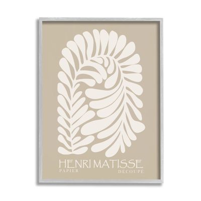 Stupell Industries Neutral Tones Botanical Leaf Pattern Matisse Text, Design by Ros Ruseva