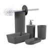Superio Ribbed Plastic Bathroom Accessories Set, Soap Dish, Dispenser, Holder, Tray (Grey, Bathroom Accessories (Set of 5)) view 1