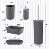Superio Ribbed Plastic Bathroom Accessories Set, Soap Dish, Dispenser, Holder, Tray (Grey, Bathroom Accessories (Set of 5)) view 2