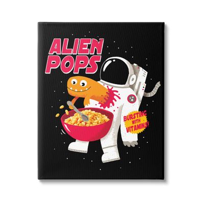 Stupell Industries Alien Pops Bold Modern Cartoon Character Cereal, Design by Michael Buxton
