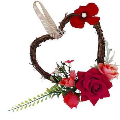 Lipfer Artificial Flower Wreath Heart Shape Rattan Decorative Spring Simulation Flora Garland Rose Garland Wedding Party Supply