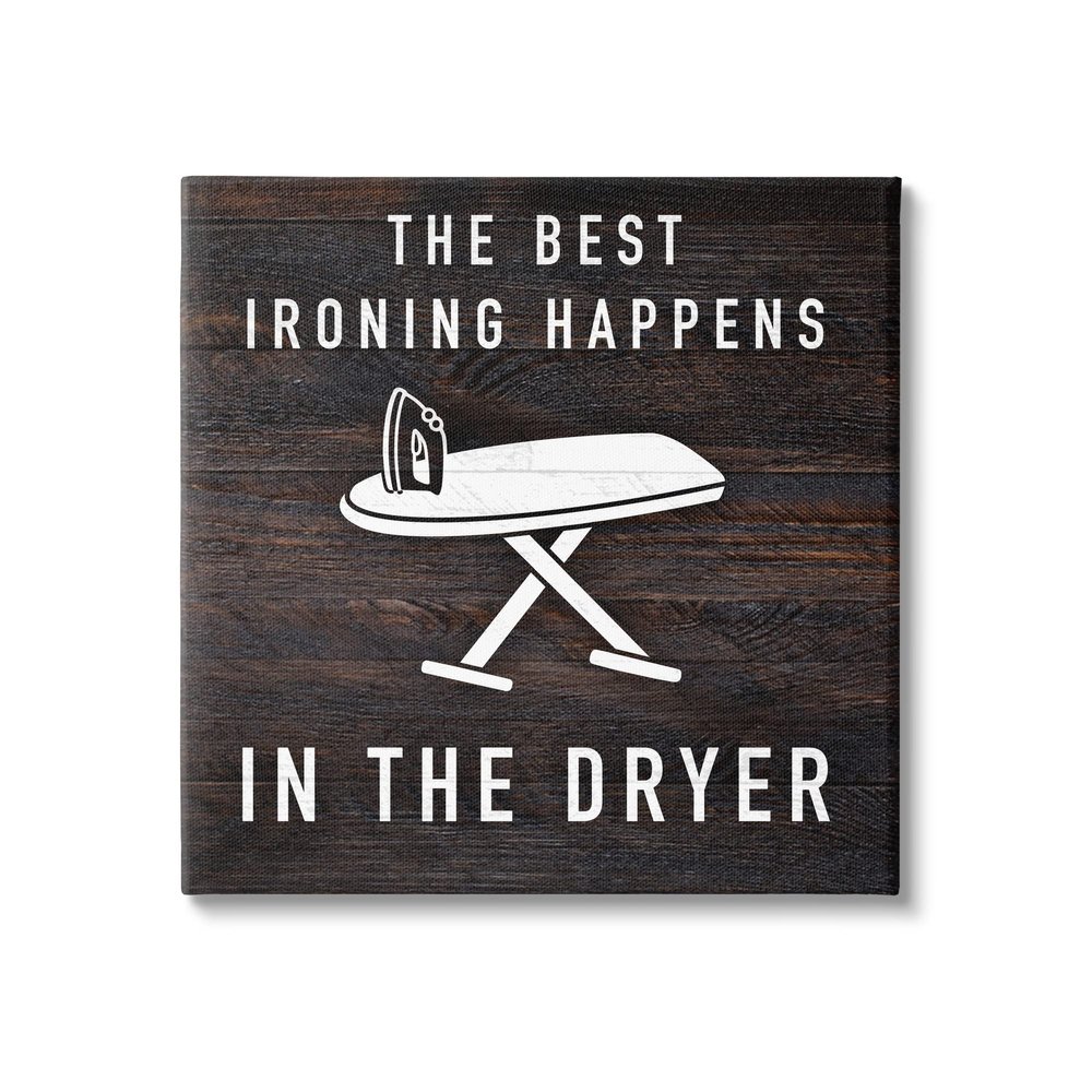 Stupell Industries Ironing Dryer Laundry Quote Text Grain Pattern, Design by Marcus Prime