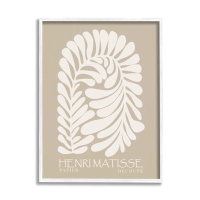 Stupell Industries Neutral Tones Botanical Leaf Pattern Matisse Text, Design by Ros Ruseva