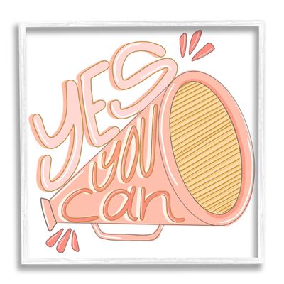 Stupell Industries Yes You Can Megaphone Cheerleader Shout Motivational Phrase, Design by Anna Whitham