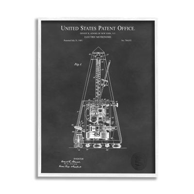 Stupell Industries Detailed Tech Electric Metronome Patent Blueprint Diagram, Design by Karl Hronek