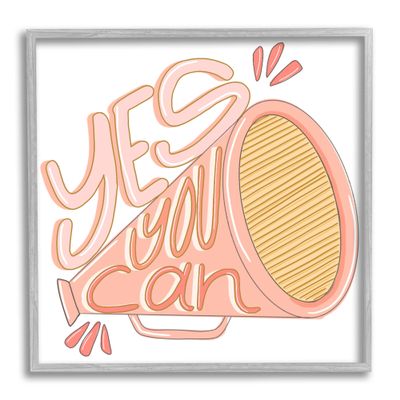 Stupell Industries Yes You Can Megaphone Cheerleader Shout Motivational Phrase, Design by Anna Whitham