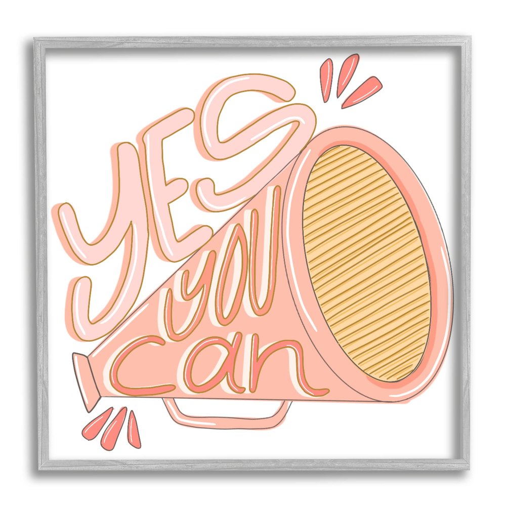 Stupell Industries Yes You Can Megaphone Cheerleader Shout Motivational Phrase, Design by Anna Whitham