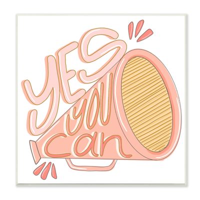 Stupell Industries Yes You Can Megaphone Cheerleader Shout Motivational Phrase, Design by Anna Whitham