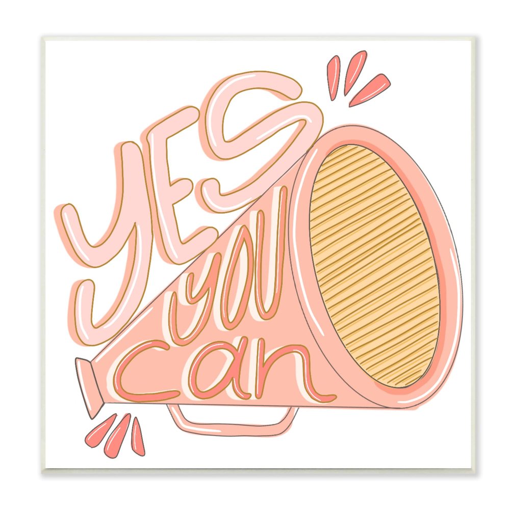 Stupell Industries Yes You Can Megaphone Cheerleader Shout Motivational Phrase, Design by Anna Whitham