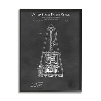 Stupell Industries Detailed Tech Electric Metronome Patent Blueprint Diagram, Design by Karl Hronek