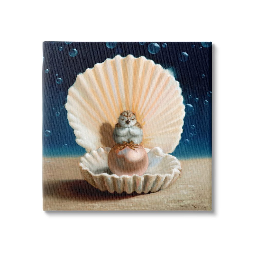 Stupell Industries Chick Meditating Clamshell Pearl Underwater Bubbles, Design by Lucia Heffernan