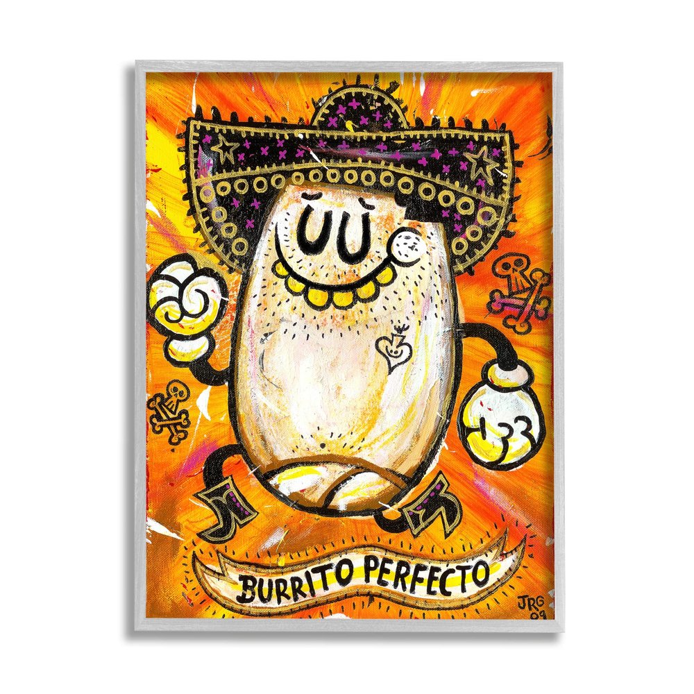 Stupell Industries Lively Pop Style Burrito Contemporary Sombrero Hat, Design by Jorge R. Gutierrez