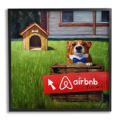 Stupell Industries Doghouse Rental Funny Bowtie Corgi Puppy, Design by Lucia Heffernan