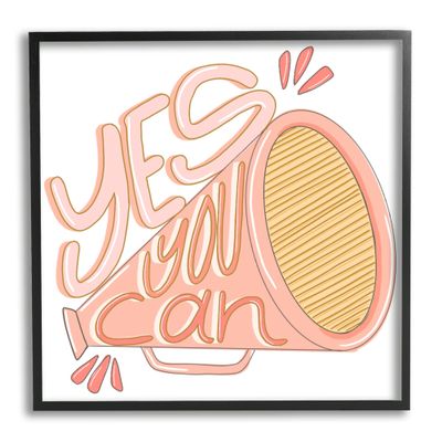 Stupell Industries Yes You Can Megaphone Cheerleader Shout Motivational Phrase, Design by Anna Whitham
